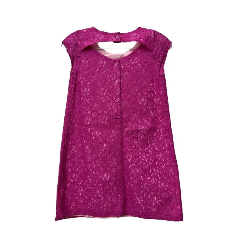 Dressed Up By Gymboree Girls Dress size 8 Pink Lace Overlay‎ Shift Button Back